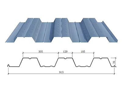 ألواح أرضيات معدنية (بروفايل شبه منحرف، عمق 76×عرض 915 مم)