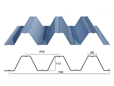 ألواح أرضيات معدنية (بروفايل شبه منحرف، عمق 113×عرض 768 مم)