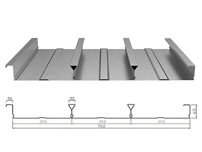ألواح أرضيات معدنية (بروفايل شبه منحرف، عمق 65×عرض 760 مم)