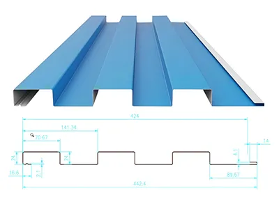 ألواح جدران معدنية (بروفايل شرائح، عمق 24×عرض 425 مم)