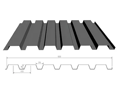 ألواح جدران من سبيكة (Al-Mg-Mn) (بروفايل شبه منحرف، عمق 38×عرض 900 مم)